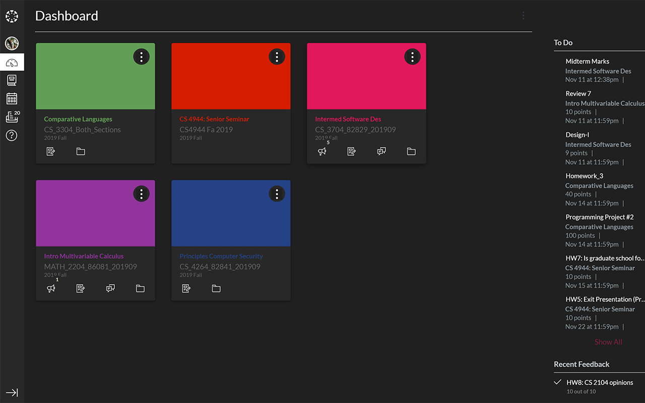 Canvas Dark Mode interface